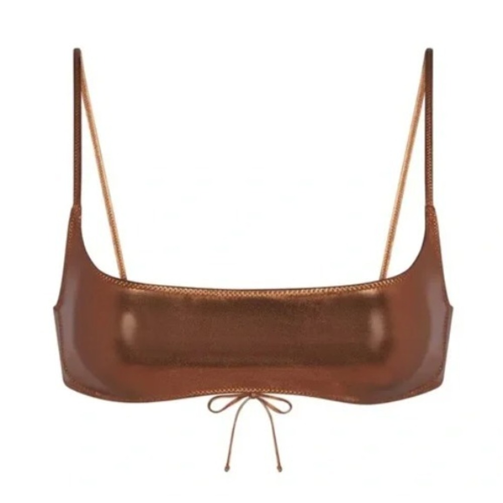 Skims Metallic  Swim Micro Scoop Bikini Top - Penny - Large‎